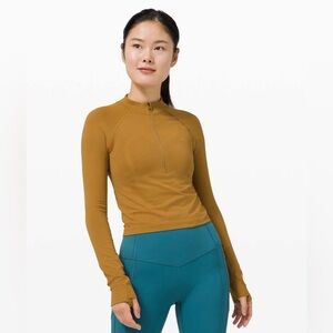 Lululemon Swiftly Tech 1/2 Zip Cropped Long Sleeve 2.0 Waist Length Top Size 6